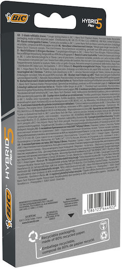 BIC Hybrid Flex5 Razor cu Capete de schimb 5 lame și bandă lubrifiantă 2buc