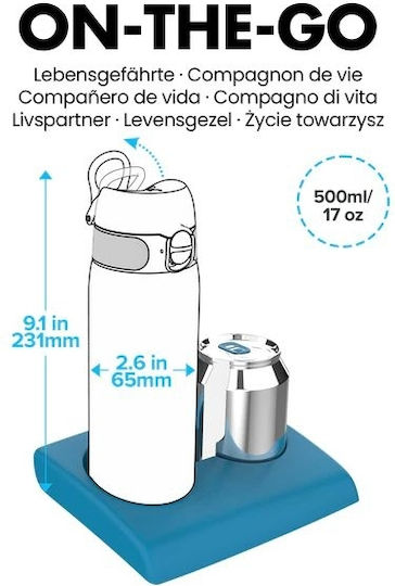 Ion8 Fische Recycelbar Glas Thermosflasche Rostfreier Stahl BPA Frei 320ml Schwarz mit Stroh