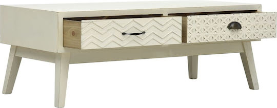Rectangular Central Wooden Coffee Table with Drawers Gray M110xP50xH40cm