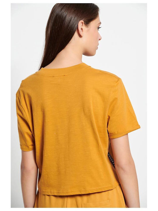 BodyTalk 1231-902728 Women's Athletic Crop T-shirt Yellow