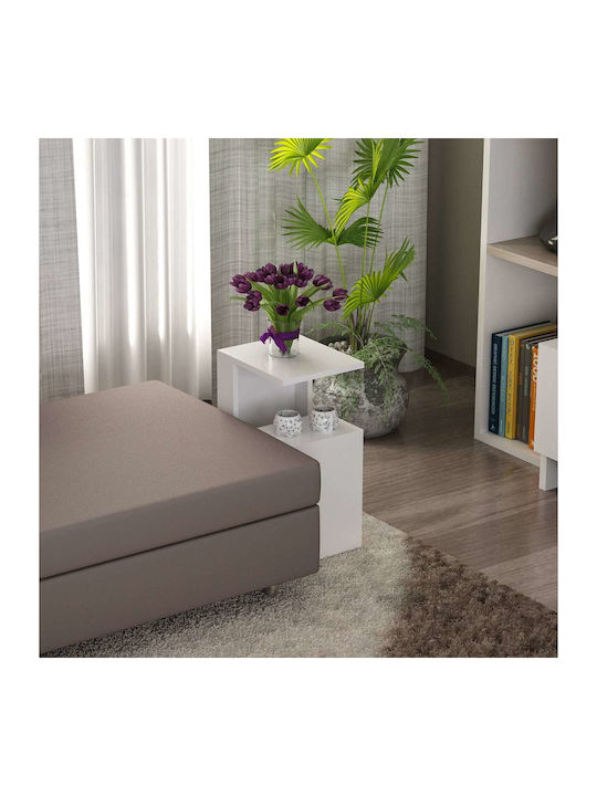 Rectangular Side Table Wooden White L35xW29xH60cm.