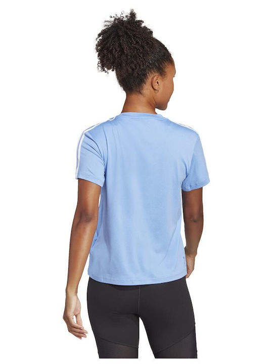 Adidas Essentials 3-Stripes Women's Athletic T-shirt Fast Drying Light Blue