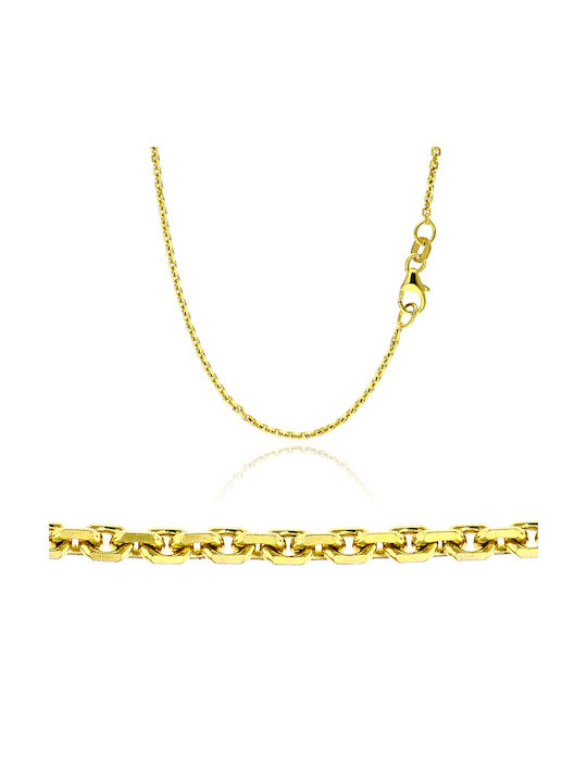 Skaras Jewels Gold Chain Neck 14K Thin Thickness 1.5mm and Length 50cm