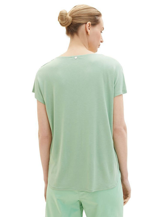 Tom Tailor Women's T-shirt with V Neckline Green