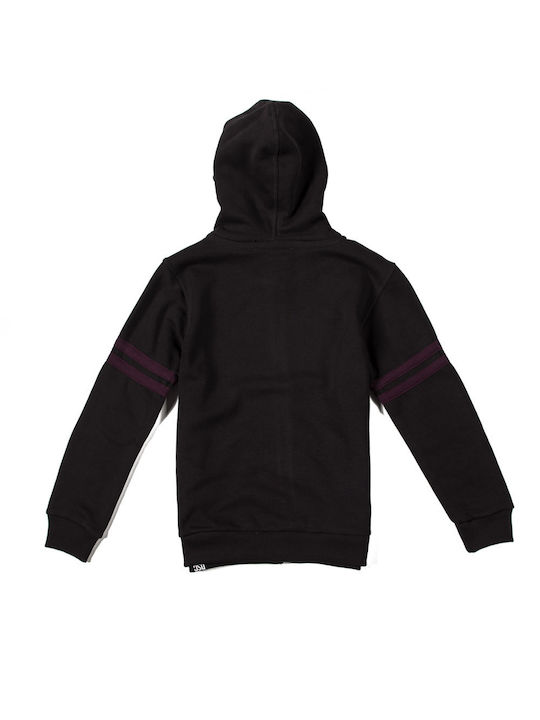 District75 Boys Hooded Sweatshirt 218KBHZ-293 with Zipper Black