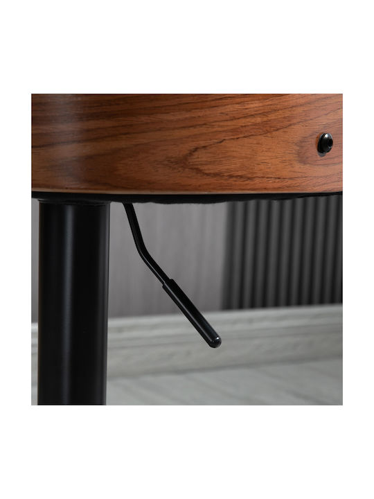 Hocker Bar mit Rückenlehne & Höhenverstellbar Black / Walnut 2Stück 47.5x50x93.5cm
