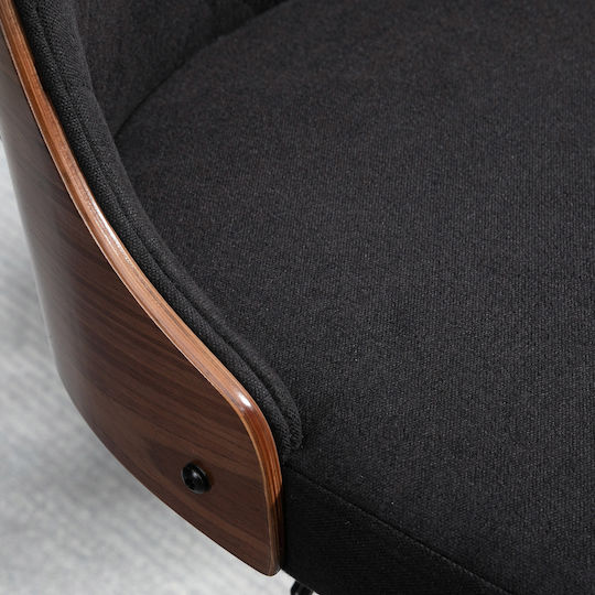 Hocker Bar mit Rückenlehne & Höhenverstellbar Black / Walnut 2Stück 47.5x50x93.5cm