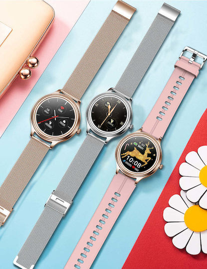 Kumi K3 Stainless Steel 39mm Smartwatch με Παλμογράφο (Χρυσό)