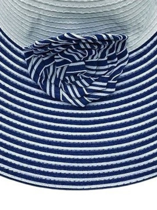 Mi-tu Exclusive Women's Fabric Floppy Hat White/Blue with flower 22.00031