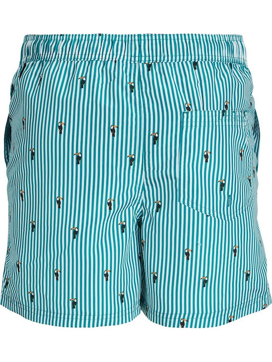 Jack & Jones 12227350 Herren Badehose Shorts Deep Lake Gestreift