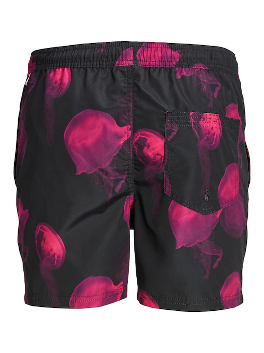 Jack & Jones Men's Swimwear Shorts Black/Pink Yarro with Patterns