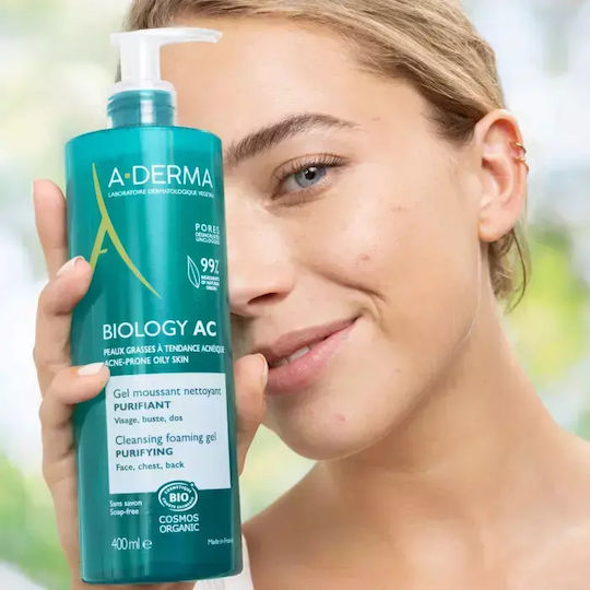 A-Derma Biology Ac Gel Καθαρισμού Προσώπου για Ακνεϊκές Επιδερμίδες 400ml