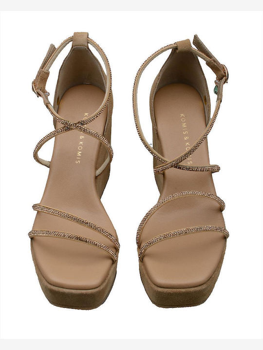 Women's Suede Platform Shoes Tabac Brown