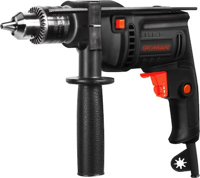 Fixman Impact Drill 500W with Chuck Key, Multi-position Side Handle, Metal Drill Depth Guide