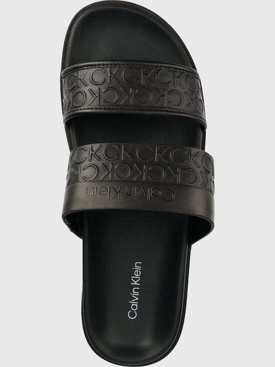 Leather Women's Flat Sandals in Black Color