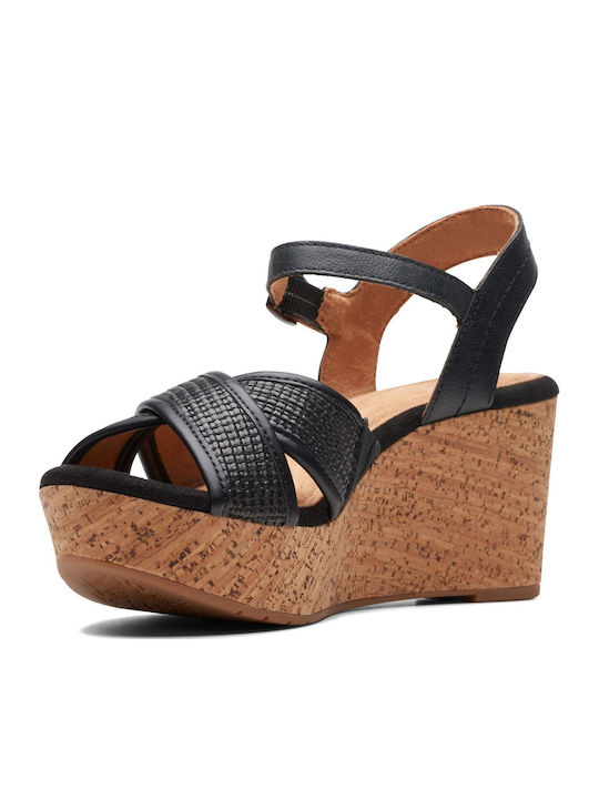 Women's Leather Platform Shoes Black