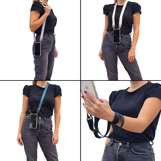 Sonique Strap Armor Umschlag Rückseite Silikon mit Band Transparent / Lilac (iPhone XR)