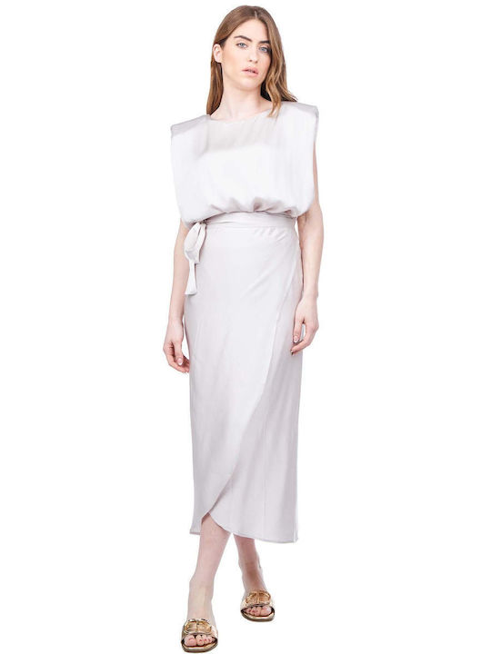 Women's Summer Blouse Satin Sleeveless Beige