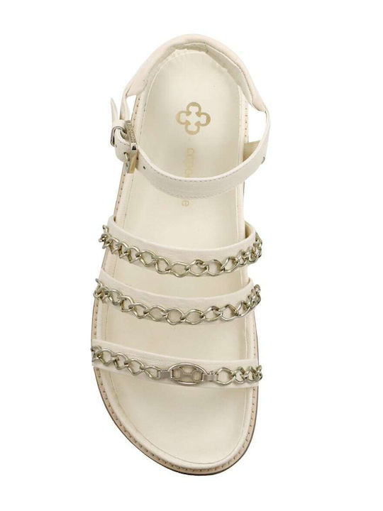Leather Women's Flat Sandals Beige