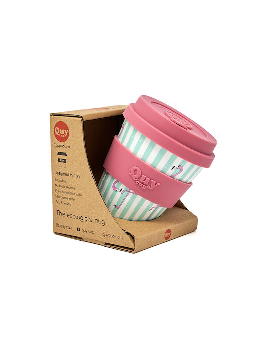 QuyCup Flamingo Чаша Пластмаса с Капак Многоцветна 250мл