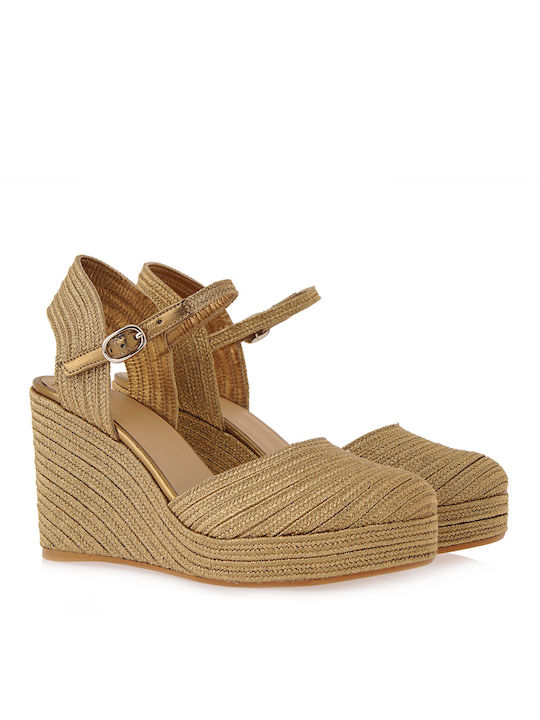 Castaner Women's Fabric Platform Espadrilles Gold