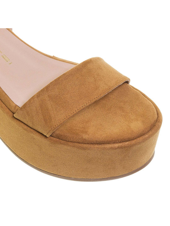 Mourtzi Women's Suede Platform Shoes Camel