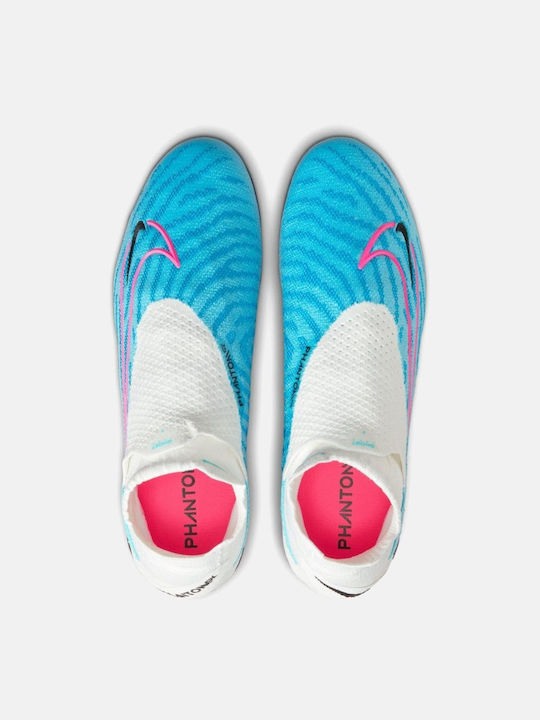 Nike Phantom Gx Elite High Football Shoes FG with Cleats Baltic Blue / Laser Blue / Pink Blast