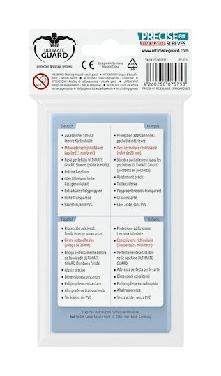 Ultimate Guard Guard Precise-Fit Inner Sleeve Standard Size 100τμχ Clear UGD010311
