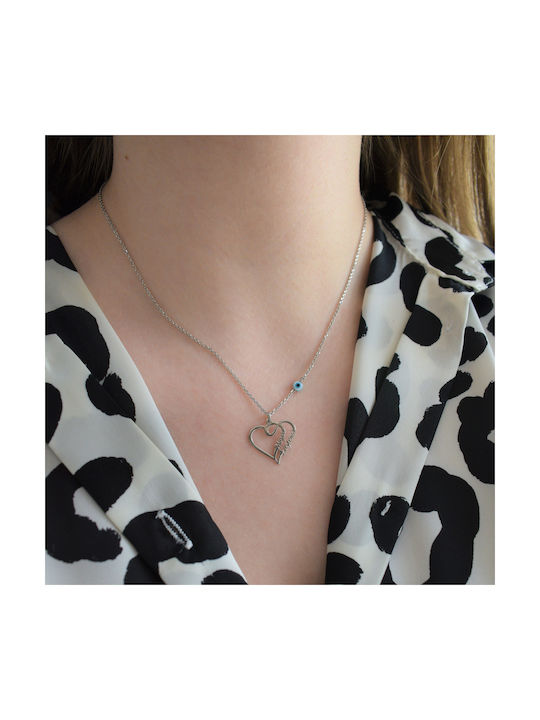 Silver necklace heart mom 925