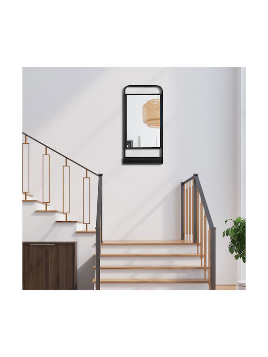 HomCom Oglindă de Perete cu Negru Ramă din Metalic 71.7x36.2cm 1buc