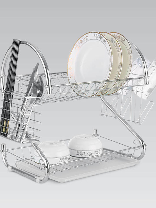 Maestro Dish Drainer Double Tier from Stainless Steel in Silver Color 38cm