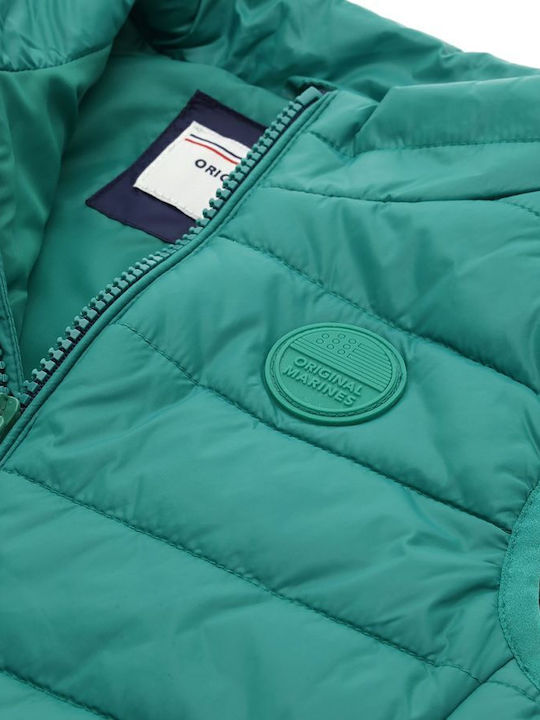 Kids' Quilted Jacket Sleeveless Short Green