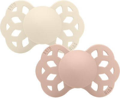 Bibs Pacifiers Silicone Infinity Anatomical Ivory / Blush for 0-6 months 2pcs