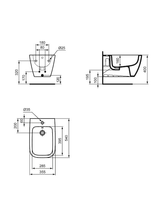 Ideal Standard Wall-Hanging Bidet I.life B 33.5x54x35.5cm