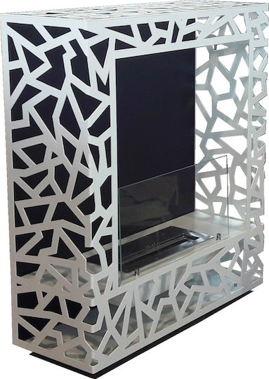 EcoHot Bio Cube 02 RC Επιδαπέδιο Τζάκι Βιοαιθανόλης Εσωτερικού Χώρου Ασημί 80x30x94cm