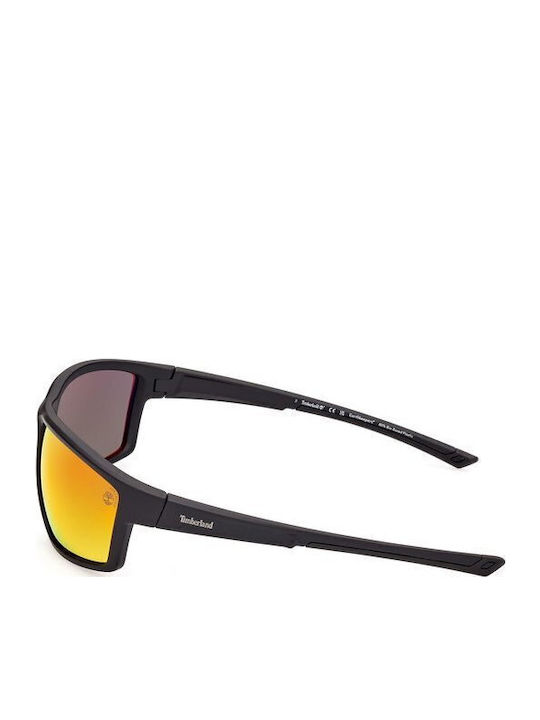 Timberland Men's Sunglasses with Black Plastic Frame and Orange Mirror Lens TB9287 02D