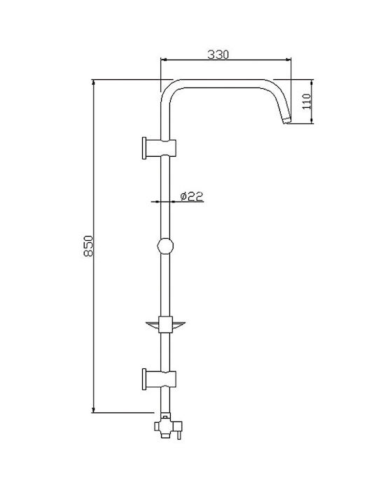 Tema Ρυθμιζόμενη Στήλη Ντουζ με Μπαταρία 85-137cm Ασημί