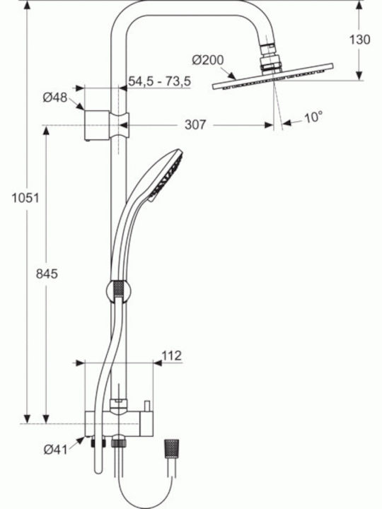 Ideal Standard Idealduo Shower Column without Mixer 105cm Silver
