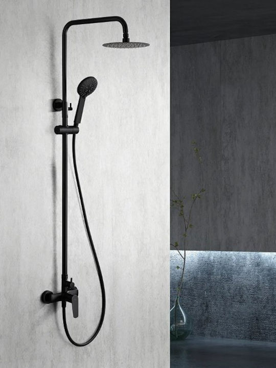 Imex Belgica BDZ044 NG Adjustable Shower Column with Bathtub Mixer 95-132cm Black