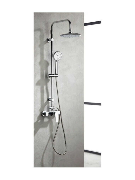 Tema Ρυθμιζόμενη Στήλη Ντουζ με Μπαταρία 85-137cm Ασημί