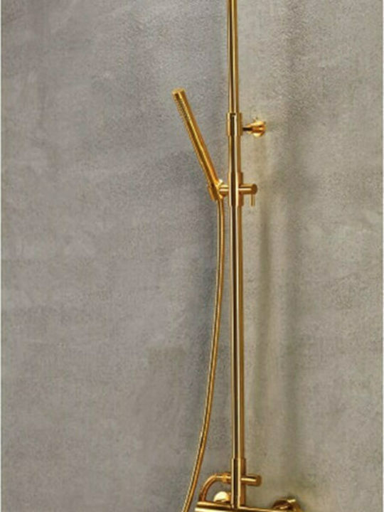 Armando Vicario Slim Adjustable Shower Column with Bathtub Mixer 94-122cm Gold