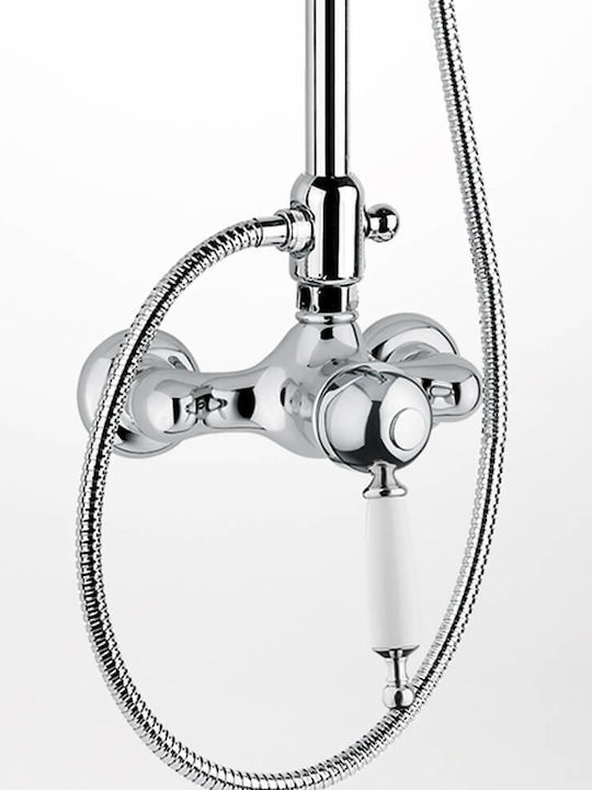 Bugnatese Oxford Adjustable Shower Column with Bathtub Mixer 92-125cm Silver