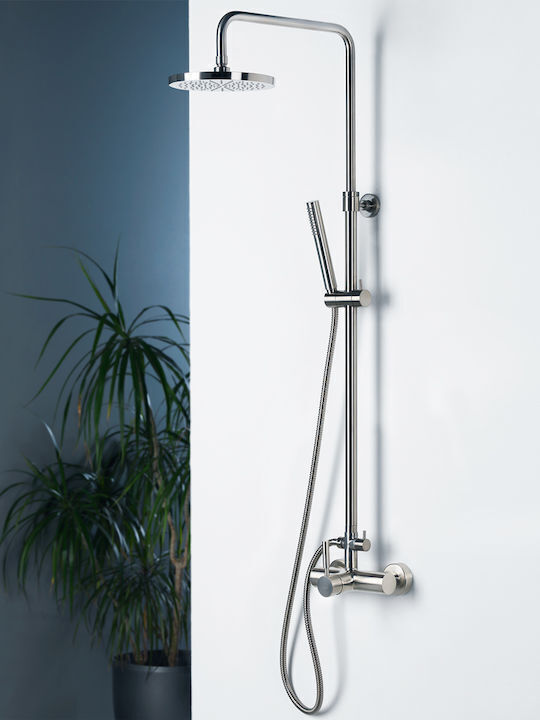 La Torre New Tech 12065 Adjustable Shower Column with Bathtub Mixer 83-144cm Silver