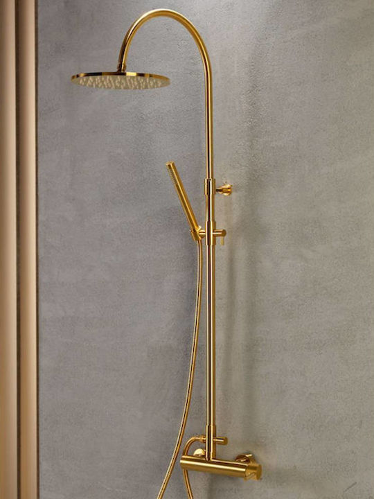 Armando Vicario Industrial Adjustable Shower Column with Bathtub Mixer 94-122cm Gold