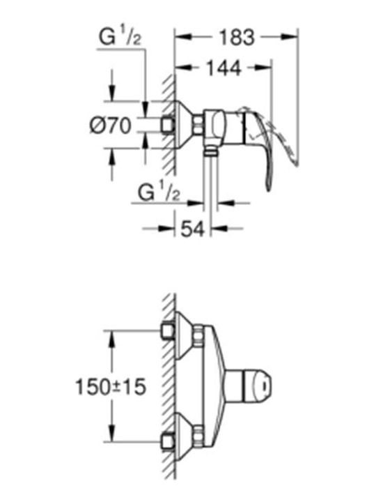 Grohe Eurosmart Contemporary Mischung Bade- / Duscharmatur Dusche Silber