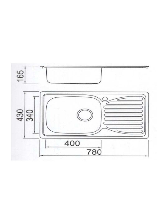 Gloria Marketa Finox 304 18-0905 Drop-In Sink Inox Satin W78xD43cm Silver