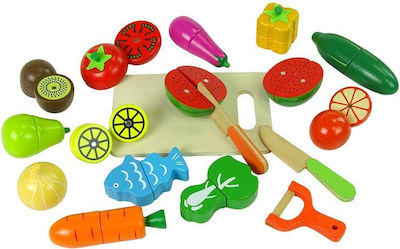 Aria Trade Fruits & Vegetables Toy Cage with Fruits, Vegetables & Cutting Tools made of Wood for 6+ Years Old