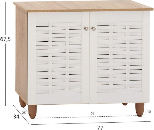 Ξύλινη Παπουτσοθήκη Cassiope με 3 Ράφια Sonama / Λευκή Μ77xΠ34xΥ67.5cm