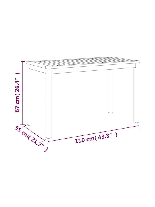 Garden Table from Acacia Brown 110x55x67cm