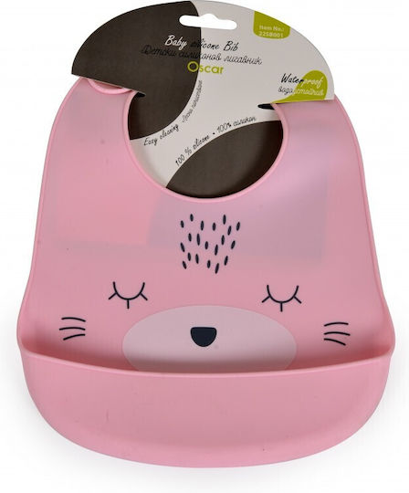 Cangaroo Oscar Waterproof Bib Silicone with Button & Pocket Pink for 4 m+